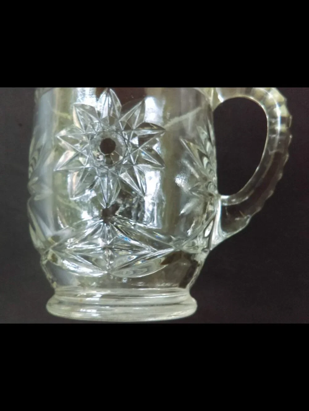 Anchor Hocking Pint Pitcher Star Of David 1960's Clear Glass Starburst Vintage